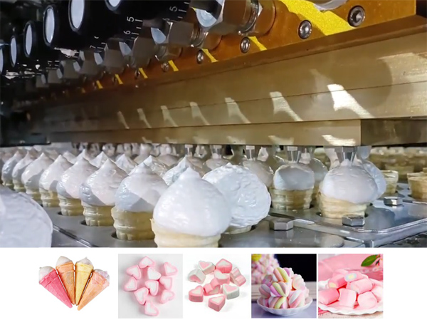 Automatic ice cream dopositing marshmallow making machine manufacturer